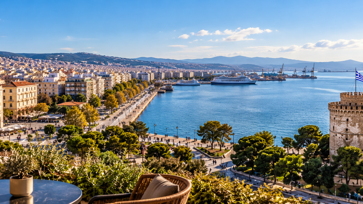 Thessaloniki Waterfront Panorama with White Tower